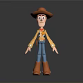 Cartoon Cowboy Character Figurine With Brown Hat Yellow Plaid Shirt Blue Pants And Brown Boots