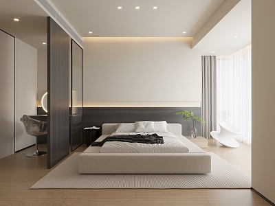 No main lamp bedroom cream wind bedroom-quiet wind bedroom minimalist bedroom model