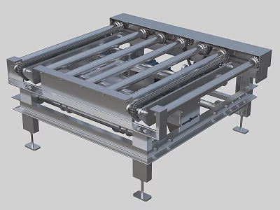 Industrial Roller Conveyor Equipment With Metal Frame And Stable Support Legs 3d model