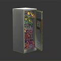 Modern White Entryway Side Cabinet With Open Door And Colorful Flowers Storage Design