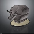 Low Poly Rhinoceros 3D Character Model With Geometric Shape And Gray Base Stand