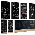 Hand Drawn Space Theme Decorative Prints With Science Elements And Chalkboard Style
