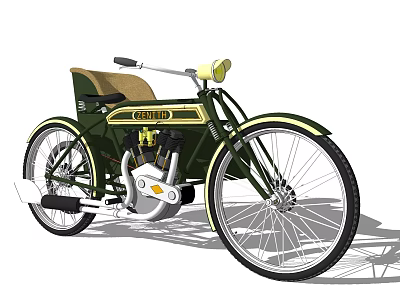 Vintage LLOYD Motorcycle Classic Green Design With Brown Seat And Spoked Wheels 3d model