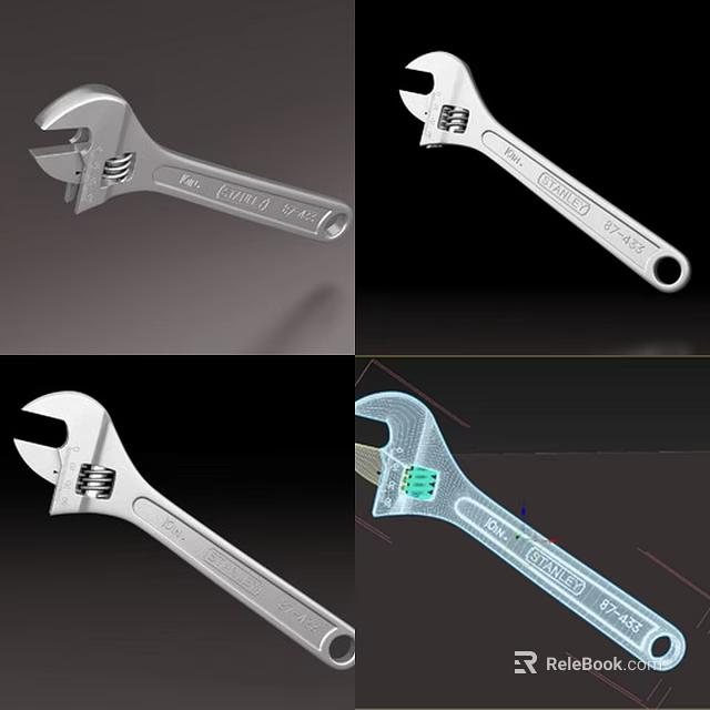 Adjustable Chrome Plated Wrench Tool With Versatile Design And Multiple Angles 3d model 