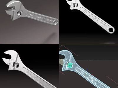 Adjustable Chrome Plated Wrench Tool With Versatile Design And Multiple Angles 3d model