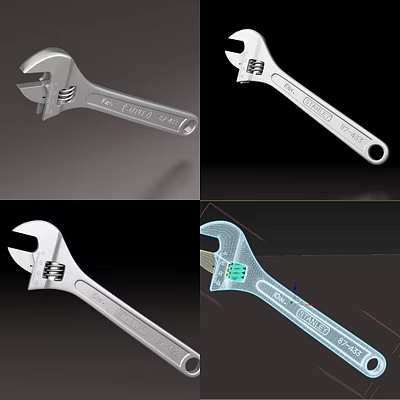 mechanical wrench adjustable wrench tool wrench industrial wrench 3d model