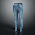 Slim Fit Blue Denim Jeans With Pockets And Stretchy Waistband