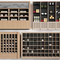 Modern Wooden Display Shelves with Grid Design and Multiple Tiers for Organized Product