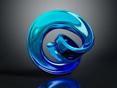 Blue Spiral Shaped Decorative Furniture Piece With Smooth Glossy Surface And Dark Background Reflection 3d model