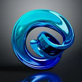 Blue Spiral Shaped Decorative Furniture Piece With Smooth Glossy Surface And Dark Background Reflection
