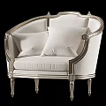 Elegant Single Sofa With Silver Carved Frame And White Upholstered Cushions 3d model
