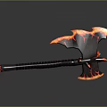 Flaming Axe With Red And Yellow Fiery Design Gray Handle Fantasy Weapon