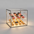 Transparent Display Case Shelf with Multiple Layers of Donuts and Lighting for Pastry Shop