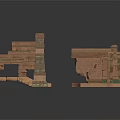Brown Brick Building Models With Various Architectural Structures And Details