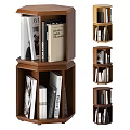 Modern Hexagonal Wooden Corner Bookshelf With Multi Layer Storage And Books 3d model