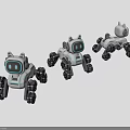 Three Interactive Electric Toy Robot Dogs with White Black Design and Wheels