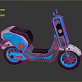 Modern Blue and Gray Scooter with Orange Accents Black Seat and Stylish Wheels