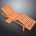 Wooden Outdoor Lounge Chair With Adjustable Flat Slat Design And Wheels