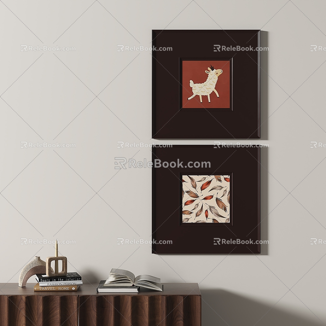 French abstract decorative painting 3d model