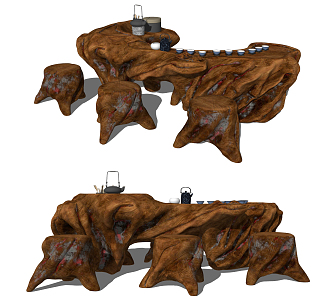 Chinese root carving tea sea tea table 3d model