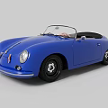 Blue Vintage Convertible Car With Classic Retro Open Top Body Design