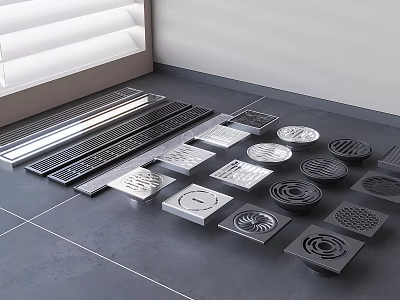 Bathroom Accessories Floor Drains With Modern Design Various Styles And Efficient Drainage 3d model