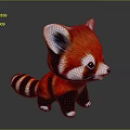 Cute Red Panda Plush Toy With Red And White Fur Striped Tail Black Paws
