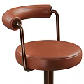 Modern Brown Leather Upholstered Swivel Bar Stool Chair With Sturdy Metal Footrest For Kitchen Counter