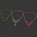 Three Elegant Gold Leaf Design Necklaces With Colored Gemstone Pendants