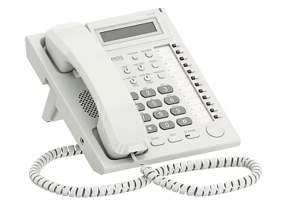 White Office Telephone Appliance With Display Screen Keypad And Handset 3d model