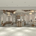 Modern Mall Store Interior With Pendant Lights Decorative Screens And Display Shelves