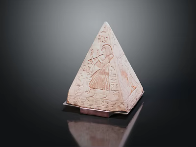 Cartoon Scene of Ancient Egyptian Pyramid With Carved Figure on Black Background 3d model