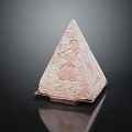 Cartoon Scene of Ancient Egyptian Pyramid With Carved Figure on Black Background