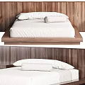 Modern Double Bed Interior Design With Wooden Frame White Sheets And Bedside Tables 3d model