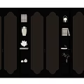 Chinese Modern Decorative Cabinet With Beige Lattice Doors And Black Body Showcasing Vases Books Ornaments