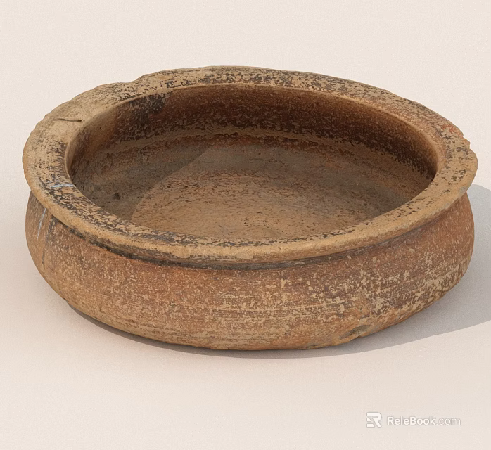 Handcrafted Ancient Clay Vessel With Worn Surface Texture And Bowl Shape 3d model 