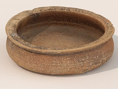 Handcrafted Ancient Clay Vessel With Worn Surface Texture And Bowl Shape 3d model