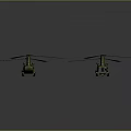 Two Camouflage Military Helicopters Displayed with Rotors on Black Background