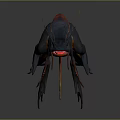 Fantasy Game Creature Character with Blue Red Orange Body Long Tentacles and Fins
