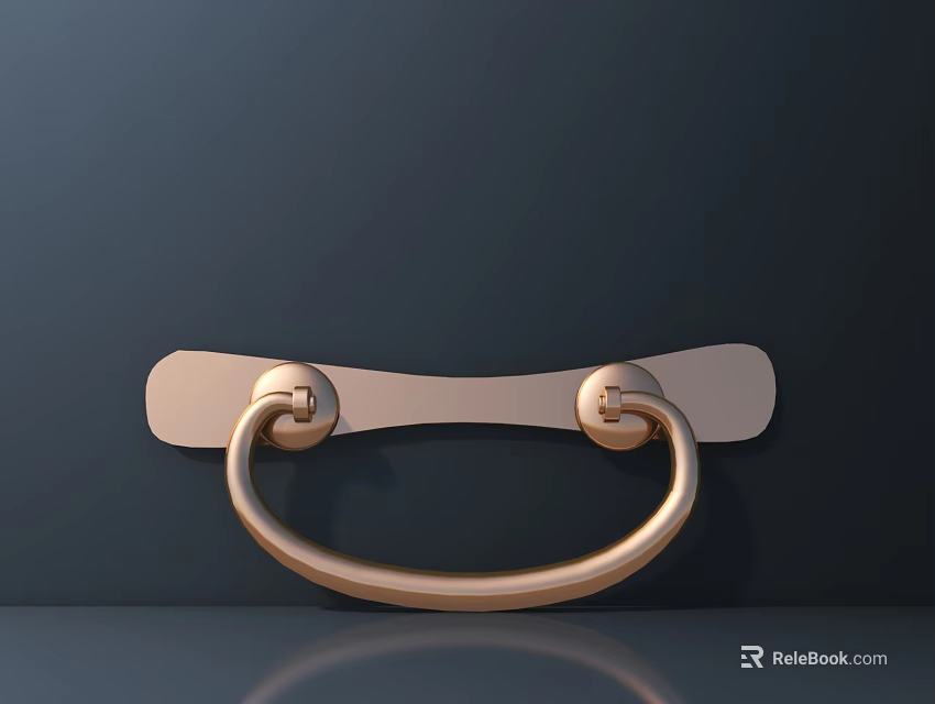 Golden Metallic Door Handle With Modern Design And Shiny Circular Bases On Dark Background 3d model 