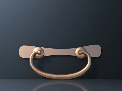 Golden Metallic Door Handle With Modern Design And Shiny Circular Bases On Dark Background 3d model