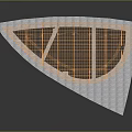 Curved Orange Mesh Scenic Component With Gray Base And Grid Pattern Structure 3d model
