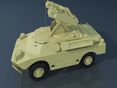 Beige Armored Functional Vehicle With Open Top Structure For Military Operations 3d model
