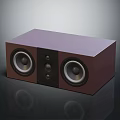 Modern Brown Rectangular Audio Speaker With Dual Large Speakers And Central Control Knobs On Reflective Surface