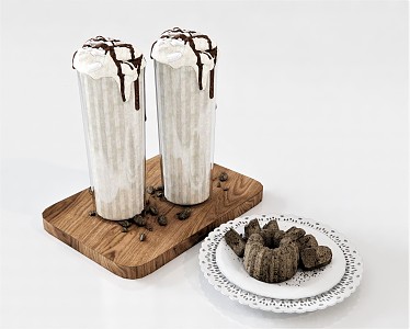 Modern Food Beverage Cake Tiramisu Ice Cream Coffee Tray 3d model