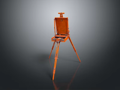 Portable Orange Tripod Storage Furniture With Open Cabinet And Stable Legs 3d model