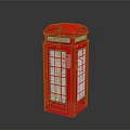 Classic Red British Telephone Booth With Glass Panels And Traditional Design