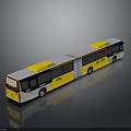 Yellow And White Articulated Bus With Two Sections Windows Number 101 On Gray Background Reflection