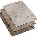 Square Rugs with Light Gray and Brown Concentric Circle Patterns Stacked Design 3d model