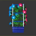 Decorative Blue Storage Shelf With Green Vines Blue And Pink Flowers